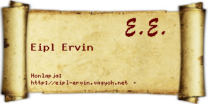 Eipl Ervin névjegykártya